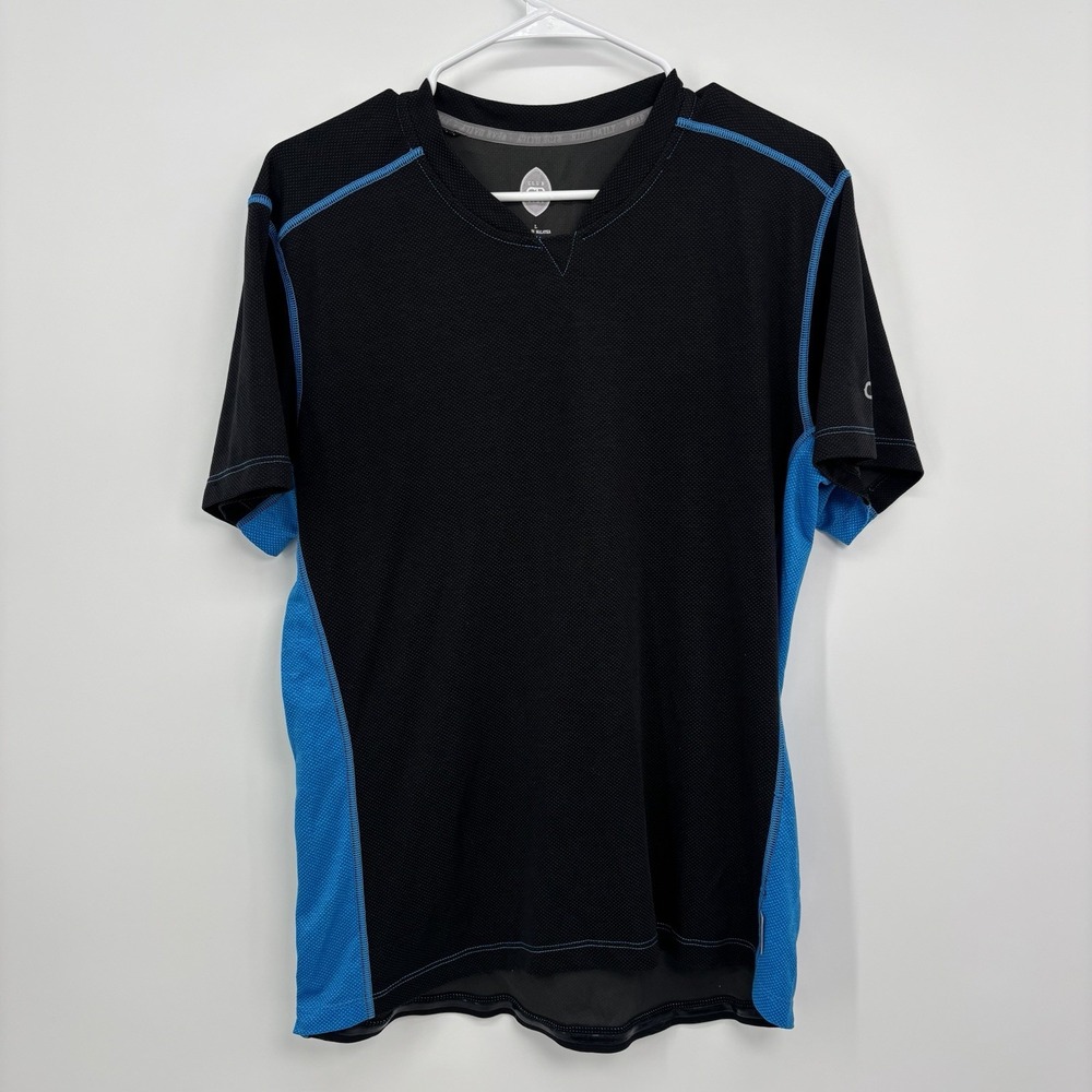 Club Ride Short Sleeve T Shirt Mens Large Blue Black Performance Cycling Biking